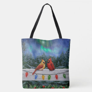 Kardinal und Weihnachtslicht Winterschnee Tasche