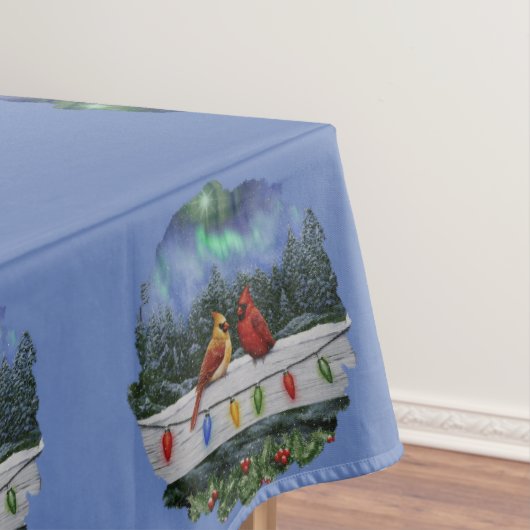 Kardinal und Weihnachtslicht Winterschnee Tischdecke (Beispiel)