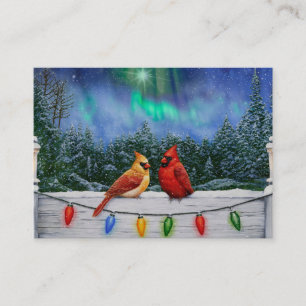Kardinal und Weihnachtslicht Winterschnee Visitenkarte