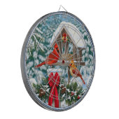 Kardinal und Weihnachtsvogelzuführung Dartscheibe (Vorderseite Links)