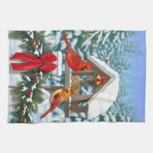 Kardinal und Weihnachtsvogelzuführung Handtuch (Horizontal)