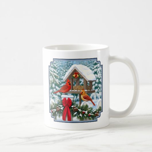 Kardinal und Weihnachtsvogelzuführung Kaffeetasse (Rechts)