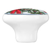 Kardinal und Weihnachtsvogelzuführung Keramikknauf (Seitenansicht)