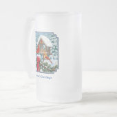 Kardinal und Weihnachtsvogelzuführung Mattglas Bierglas (Vorderseite Links)