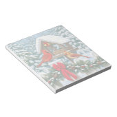 Kardinal und Weihnachtsvogelzuführung Notizblock (angewinkelt)