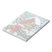 Kardinal und Weihnachtsvogelzuführung Notizblock (Rotiert)
