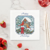 Kardinal und Weihnachtsvogelzuführung Serviette (Beispiel)