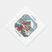 Kardinal und Weihnachtsvogelzuführung Serviette (Ecke)