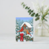 Kardinal und Weihnachtsvogelzuführung Visitenkarte (Stehend Vorderseite)