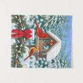 Kardinal und Weihnachtsvogelzuführung Wandteppich (Vorderseite (Horizontal))