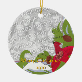 Kardinal- und Winterlandschaft - maßgeschneiderte  Keramik Ornament