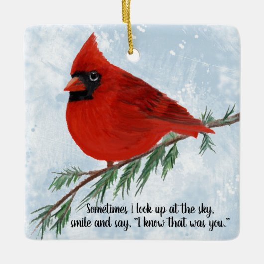 Kardinal Urlaubserinnerung Keramikornament (Vorderseite)