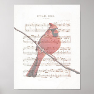 Kardinal-Vintage-Musikblatt-Kunstprint Poster