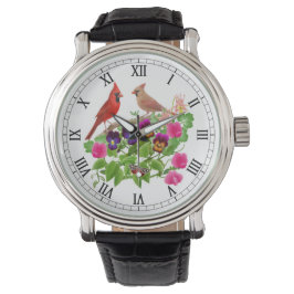 Kardinal Vögel auf Blume im Garten beobachten Armbanduhr