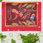 Kardinal Vögel auf dem Weihnachtsbaum anpassen Geschirrtuch (Gefaltet)