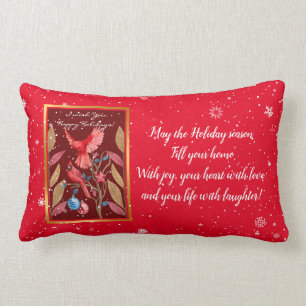 Kardinal Vögel auf dem Weihnachtsbaum anpassen Lendenkissen