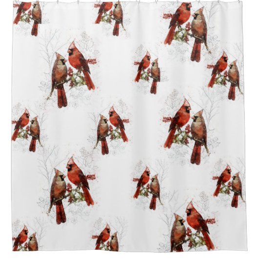 Kardinal-Vögel duschen Vorhang (Vorderseite)