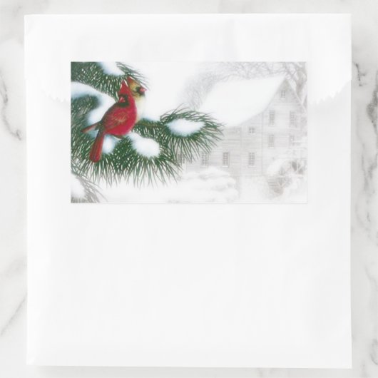 Kardinal Vögel im Schnee Sticker (Tasche)