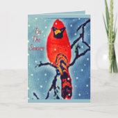 Kardinal-Vogel im Schneefall Karte (Vorderseite)