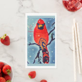 Kardinal-Vogel im Schneefall Serviette (Beispiel)