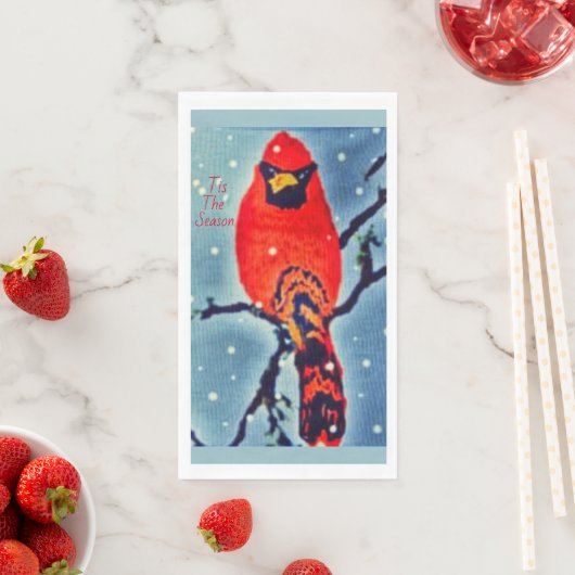 Kardinal-Vogel im Schneefall Serviette (Beispiel)