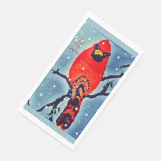 Kardinal-Vogel im Schneefall Serviette (Ecke)