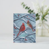 Kardinal Vögel Winter von Renee Lavoie Postkarte (Stehend Vorderseite)