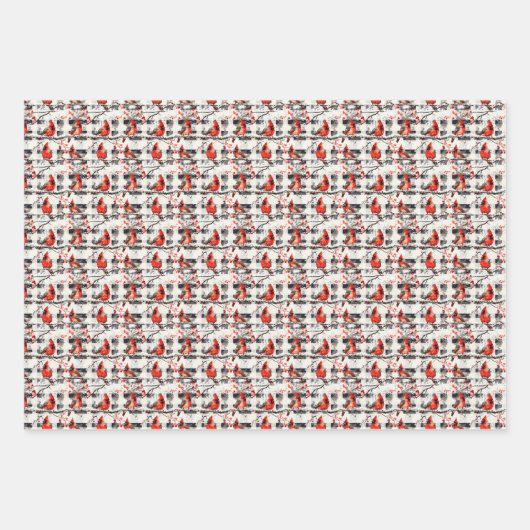 Kardinal Vögel Winter Weihnachten Tartan Kariert 1 Geschenkpapier Set (Vorderseite 3)