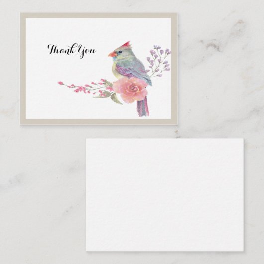 Kardinal-Vogelschrei dank Karte (Vorne/Hinten)