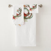 Kardinal Wasserfarbe Antler Rentier Weihnachten Badhandtuch Set (Insitu)
