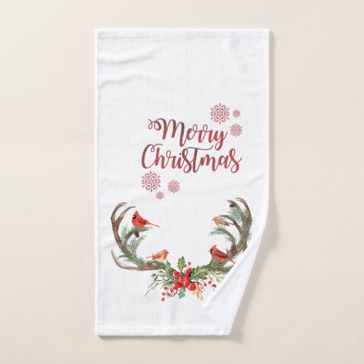 Kardinal Wasserfarbe Antler Rentier Weihnachten Badhandtuch Set (Handtuch)