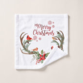 Kardinal Wasserfarbe Antler Rentier Weihnachten Badhandtuch Set (Waschlappen)