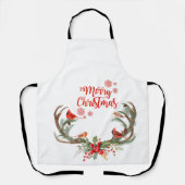 Kardinal Wasserfarbe Antler Rentier Weihnachten Schürze (Vorderseite)