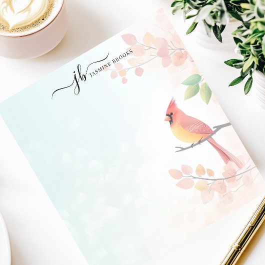 Kardinal Wasserfarbe Herbstzweig Personalisiert Notizblock