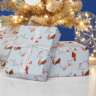 Kardinal Wasserfarbe Herzform Weihnachten Geschenkpapier