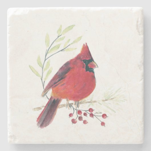 Kardinal Watercolor Kunst Untersetzer (Vorderseite)