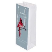 Kardinal Watercolor Weihnachten Geschenktüte Für Weinflaschen (Vorderseite Schrägansicht)