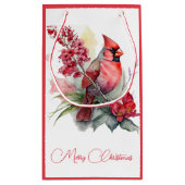 Kardinal Watercolor Weihnachten Kleine Geschenktüte (Rückseite)