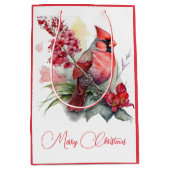 Kardinal Watercolor Weihnachten Mittlere Geschenktüte (Vorderseite)