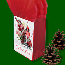 Kardinal Watercolor Weihnachten Mittlere Geschenktüte