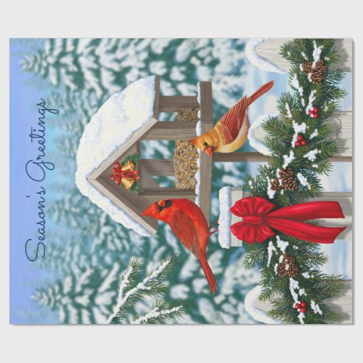 Kardinal Weihnachtsfest Geschenkpapier (Flach)