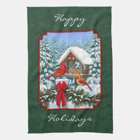 Kardinal Weihnachtsfest Grün Handtuch (Vertikal)