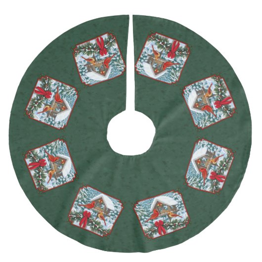 Kardinal Weihnachtsfest Grün Polyester Weihnachtsbaumdecke (Vorderseite)
