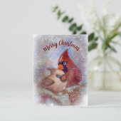 Kardinal Weihnachtskarte Anpassbare Kunstmalerei Dankeskarte (Stehend Vorderseite)