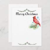 Kardinal Weihnachtskarte Feiertagskarte (Vorne/Hinten)