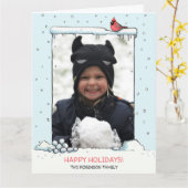 Kardinal Weihnachtskarte, Kardinal Foto Postkarte (Gelbe Blume)