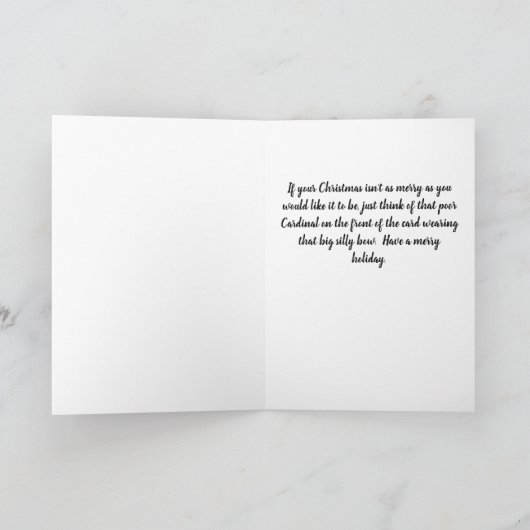 Kardinal Weihnachtskarte Rot und Weiß Streifen Dankeskarte (Innenseite)