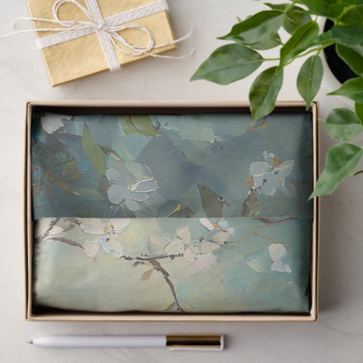 Kardinal Weiße blühende Blume Art Decoupage Seidenpapier (Geschenk)