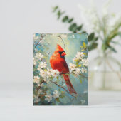 Kardinal Weiße blühende Blume Kunst Postkarte (Stehend Vorderseite)