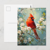 Kardinal Weiße blühende Blume Kunst Postkarte (Vorne/Hinten)